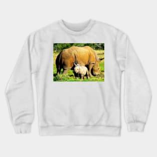 African Wildlife Photography Rhinoceros Mother and Calf Crewneck Sweatshirt